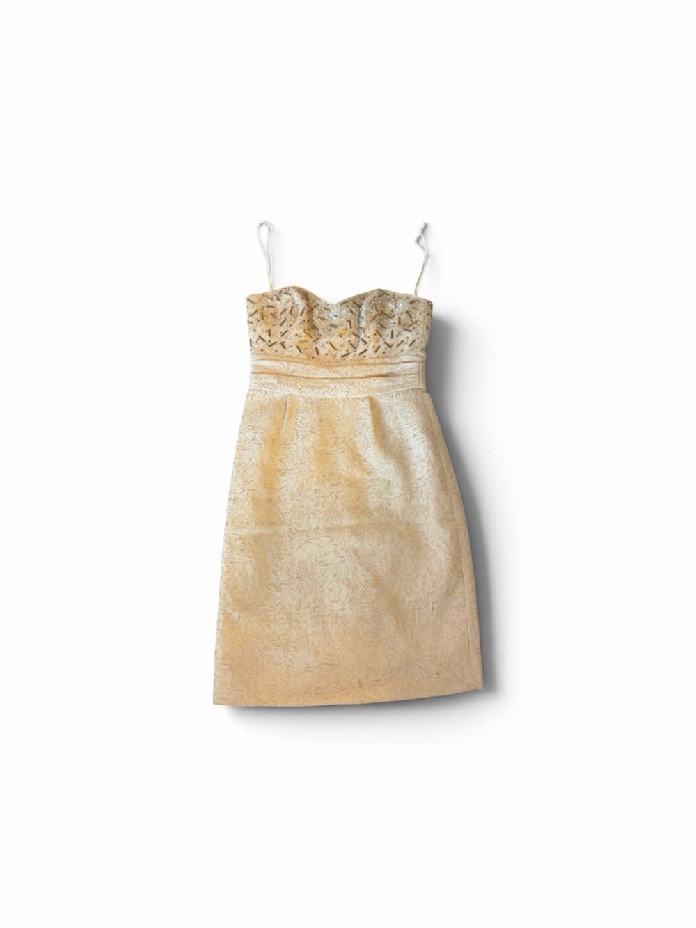 Badgley Mischka Gold Lace Bodice Cocktail Dress